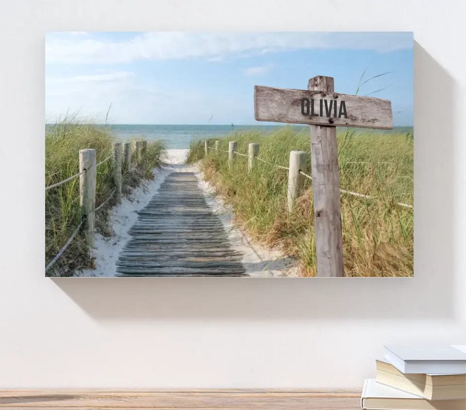 Wooden Sign (Beach Walk) - Canvas