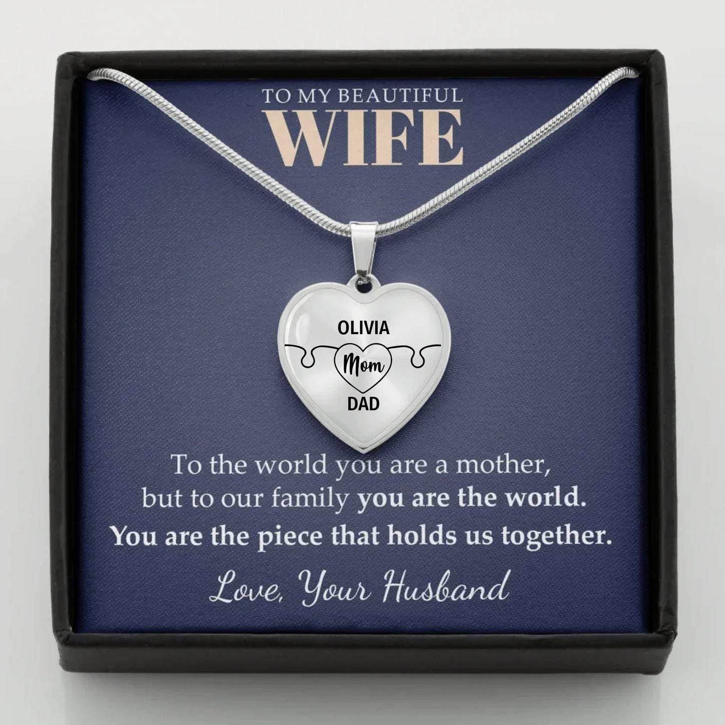 To Wife - You Are The Piece - Customizable Puzzle Piece Necklace Teeinblue Mockup STEEL