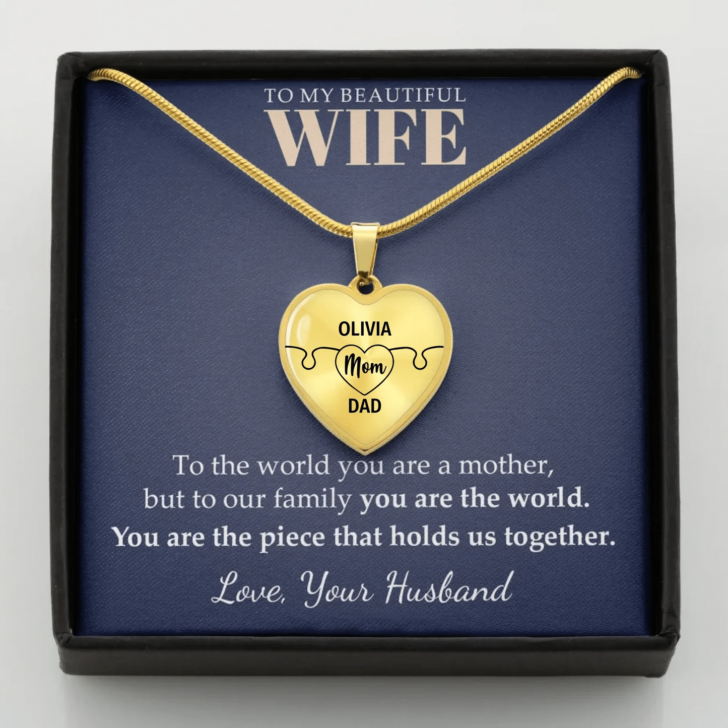 To Wife - You Are The Piece - Customizable Puzzle Piece Necklace Teeinblue Mockup GOLD