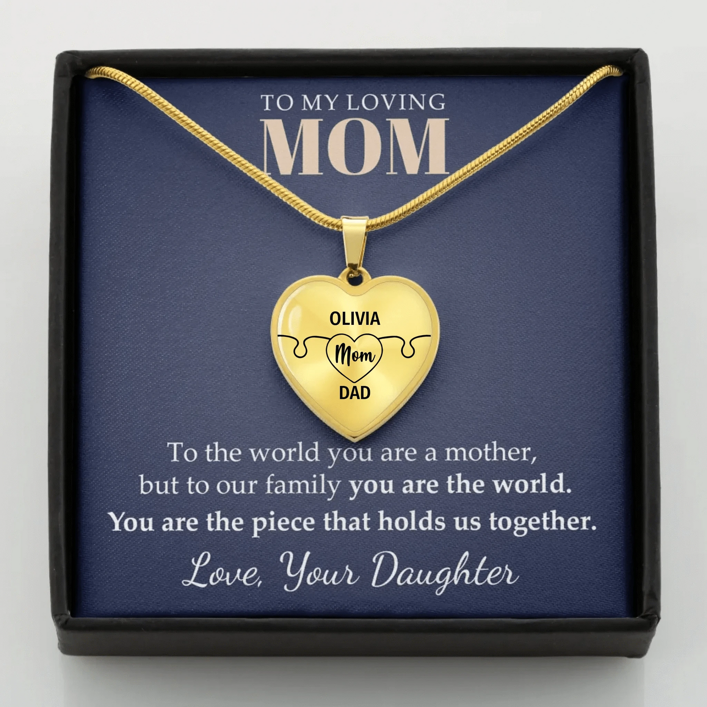 To Mom (From Daughter) - You Are The Piece - Customizable Puzzle Piece Necklace Teeinblue Mockup GOLD
