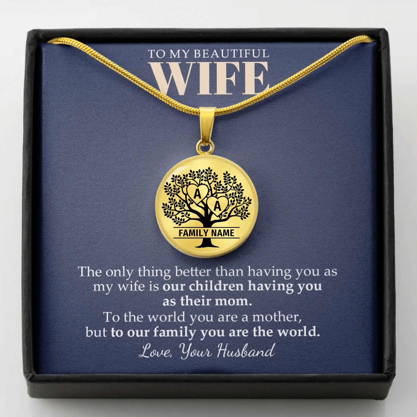 To Wife - Only Thing Better family tree necklace mockup for teeinblue gold