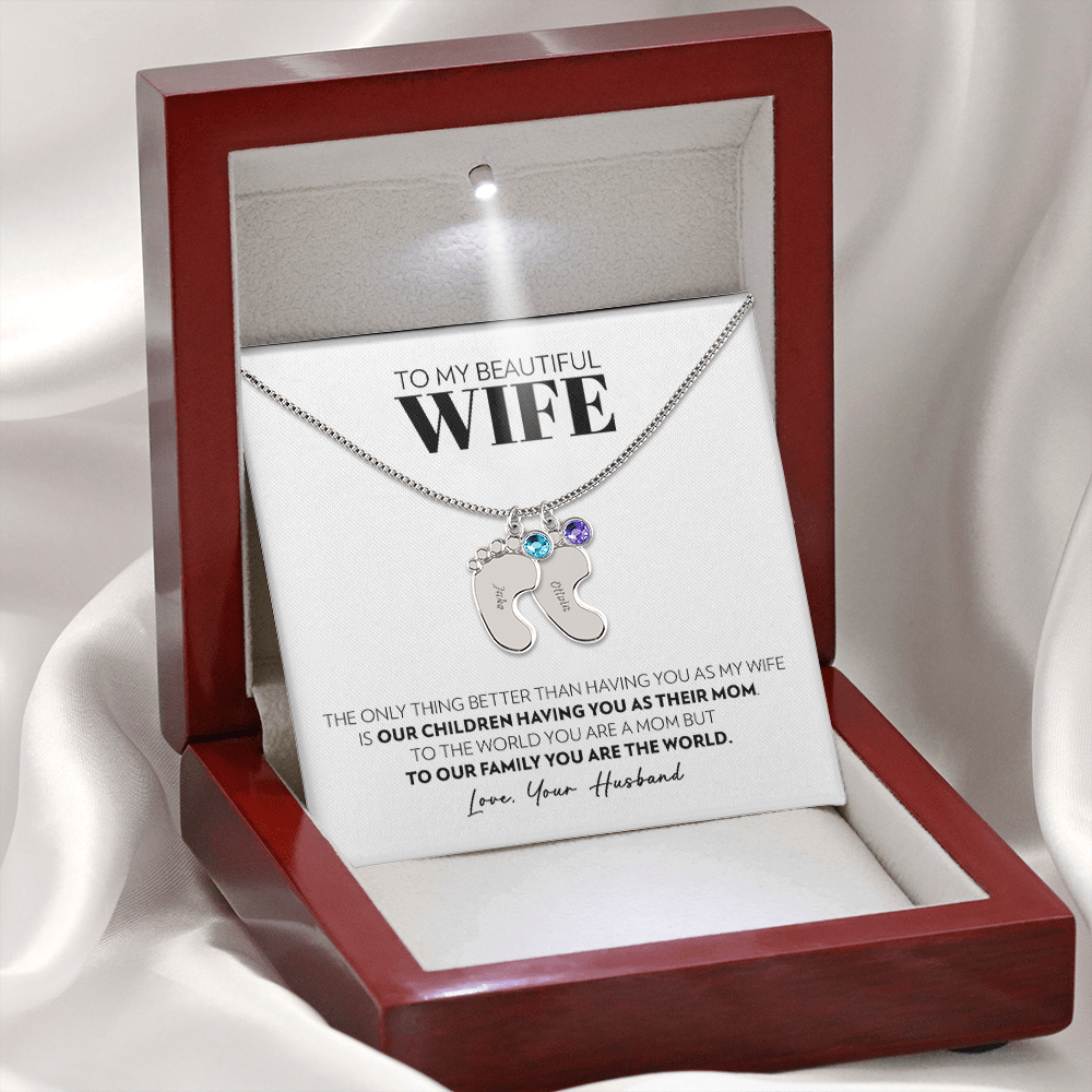 Wife - Only Thing Better - Custom Baby Feet Necklace with Birthstone