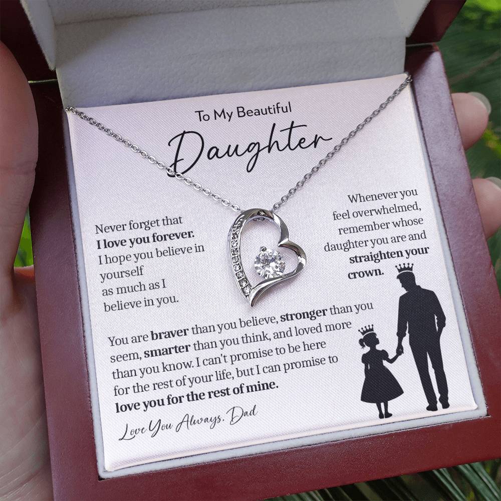 To My Daughter (From Dad) - Straighten Your Crown - Forever Love Necklace