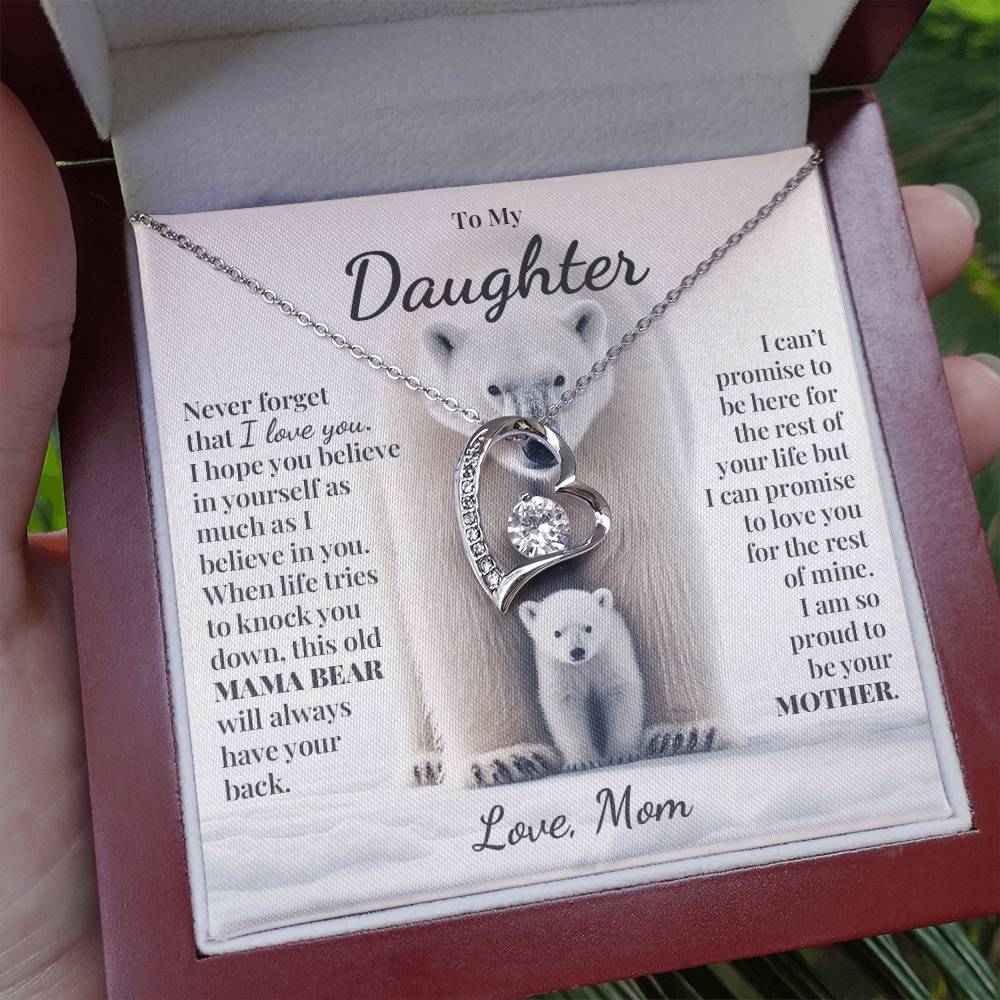 To My Daughter (From Mom) - This Old Mama Bear - Forever Love Necklace and Free Gift