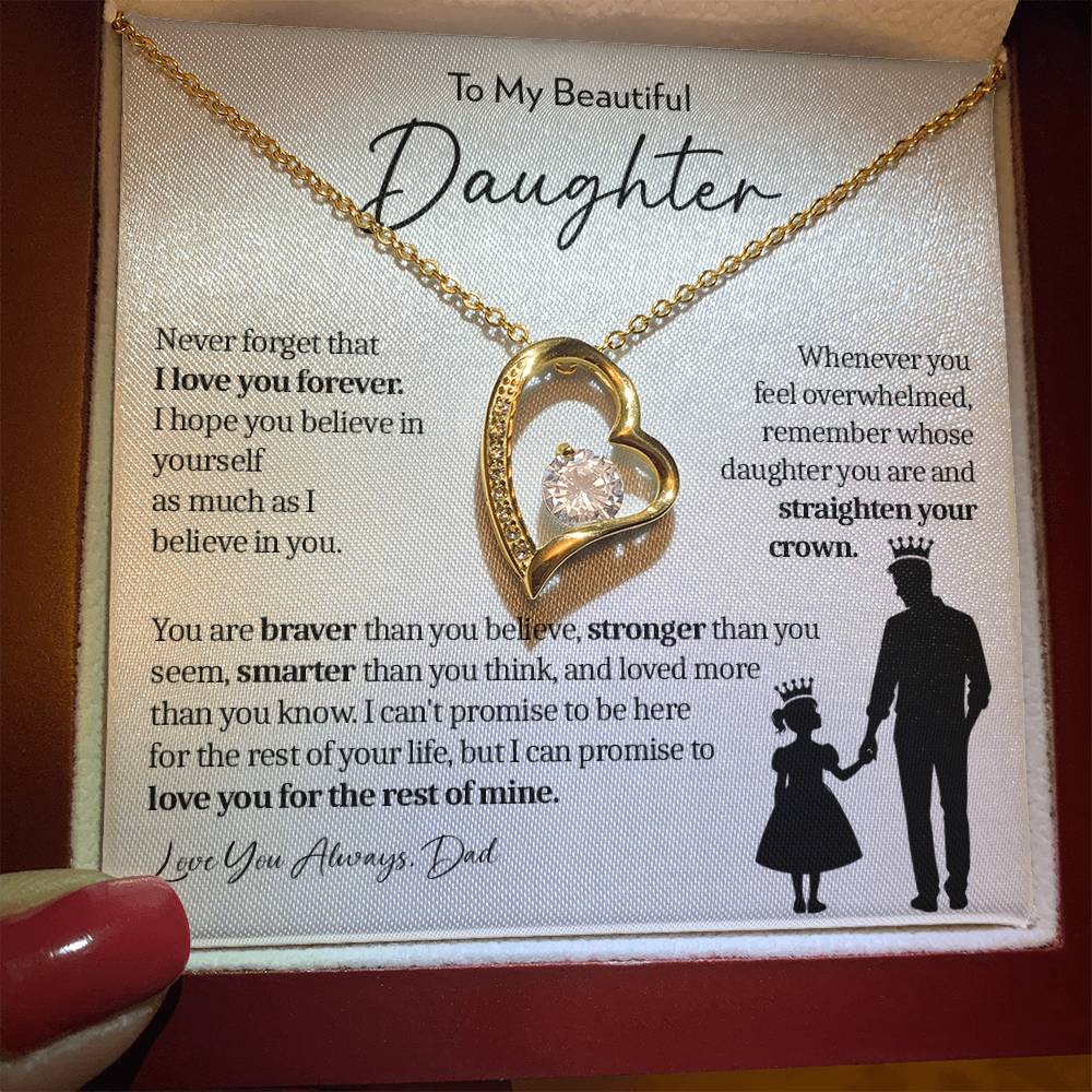 To My Daughter (From Dad) - Straighten Your Crown - Forever Love Necklace