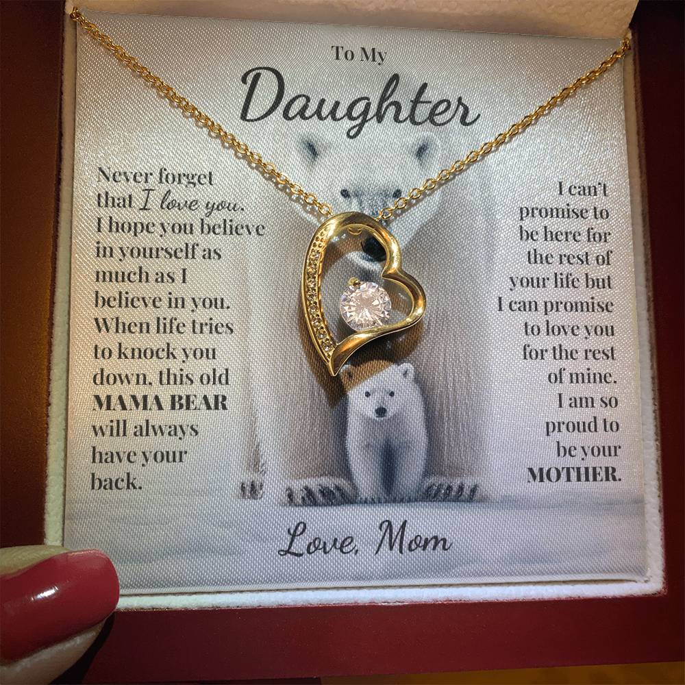 To My Daughter (From Mom) - This Old Mama Bear - Forever Love Necklace