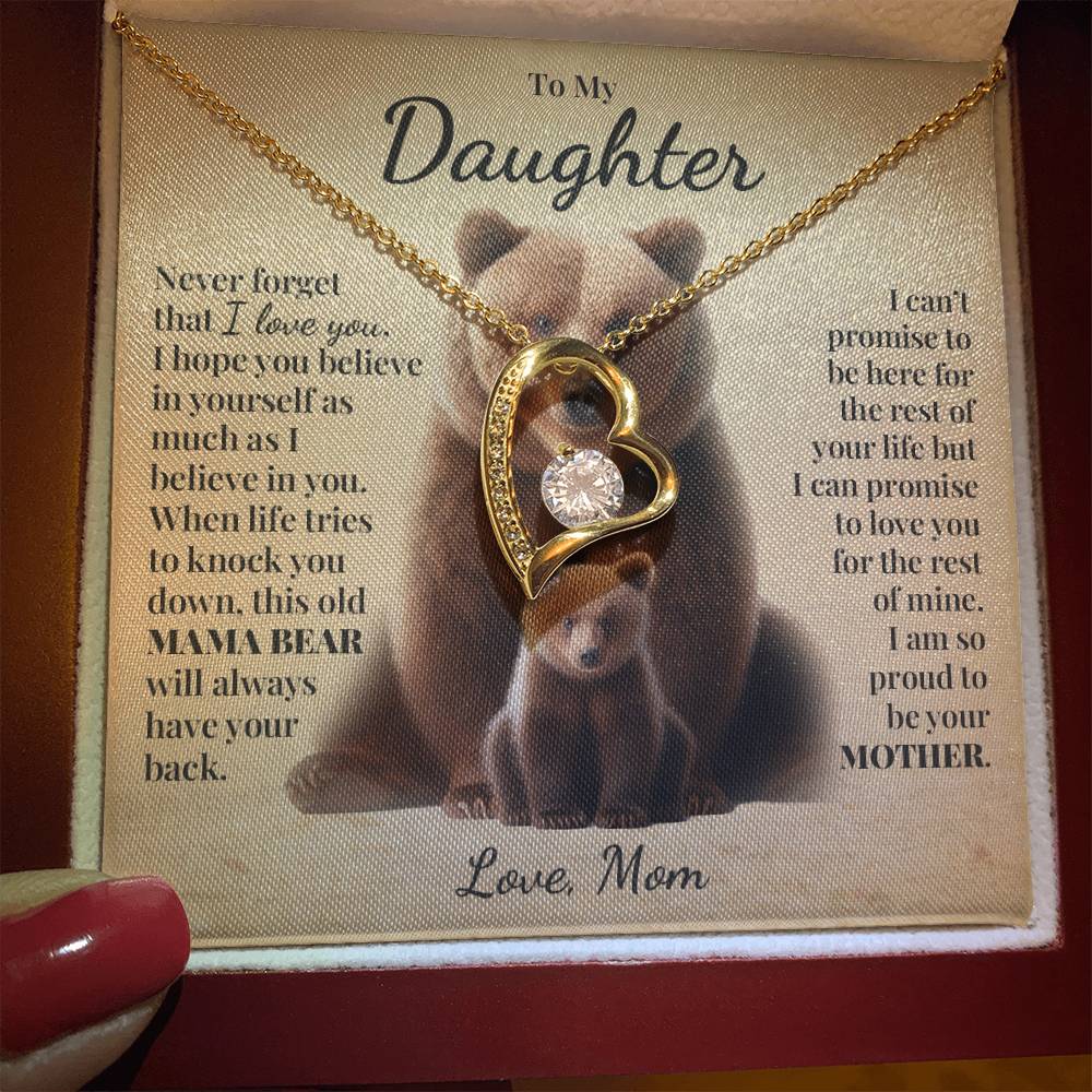 To My Daughter (From Mom) - This Old Mama Bear - Forever Love Necklace