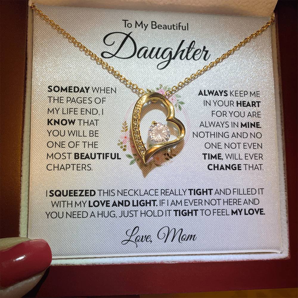 To My Beautiful Daughter (From Mom) - Always Keep Me In Your Heart - Forever Love Necklace