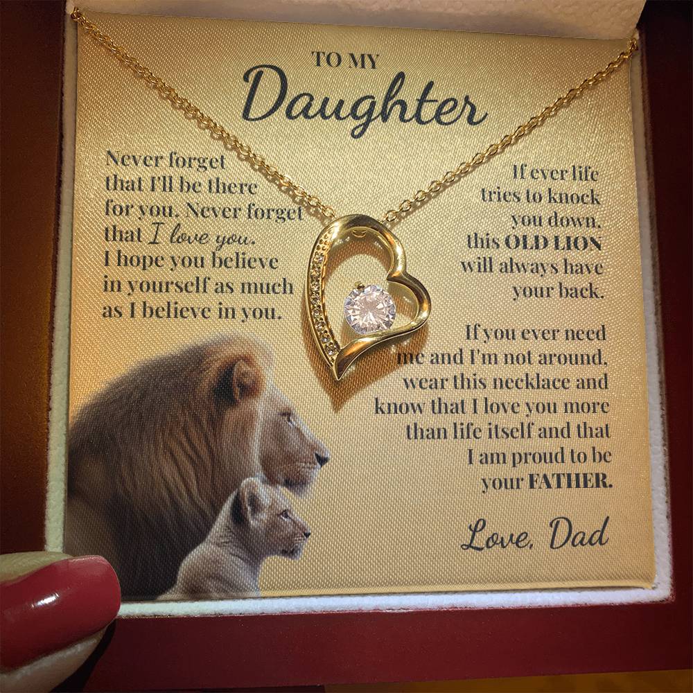 To My Daughter (From Dad) - This Old Lion Will Always Have Your Back - Forever Love Necklace