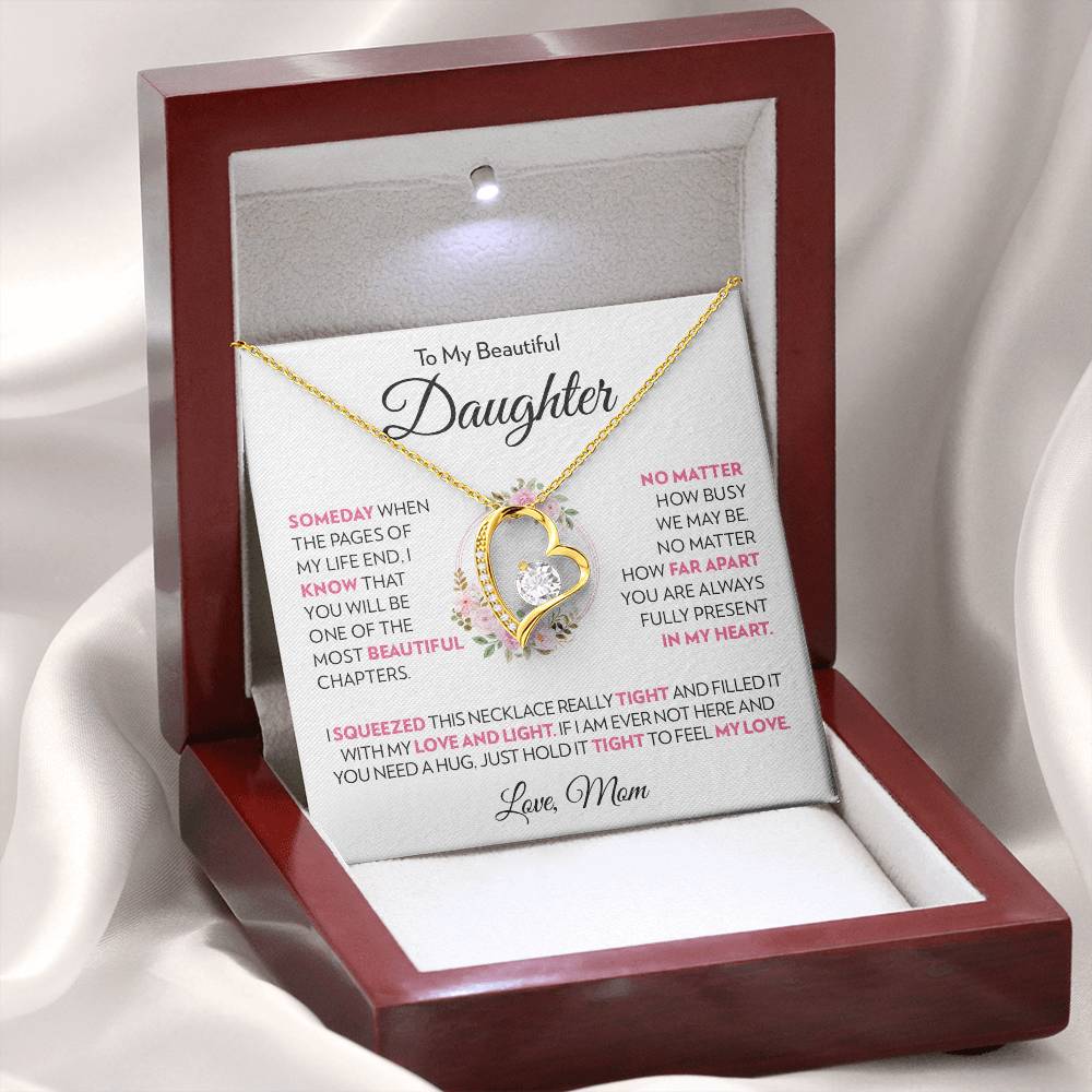 To Daughter (From Mom) - My Heart - Forever Love Necklace