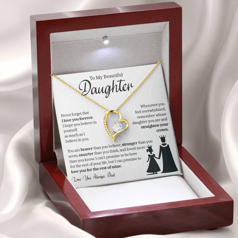 To My Daughter (From Dad) - Straighten Your Crown - Forever Love Necklace