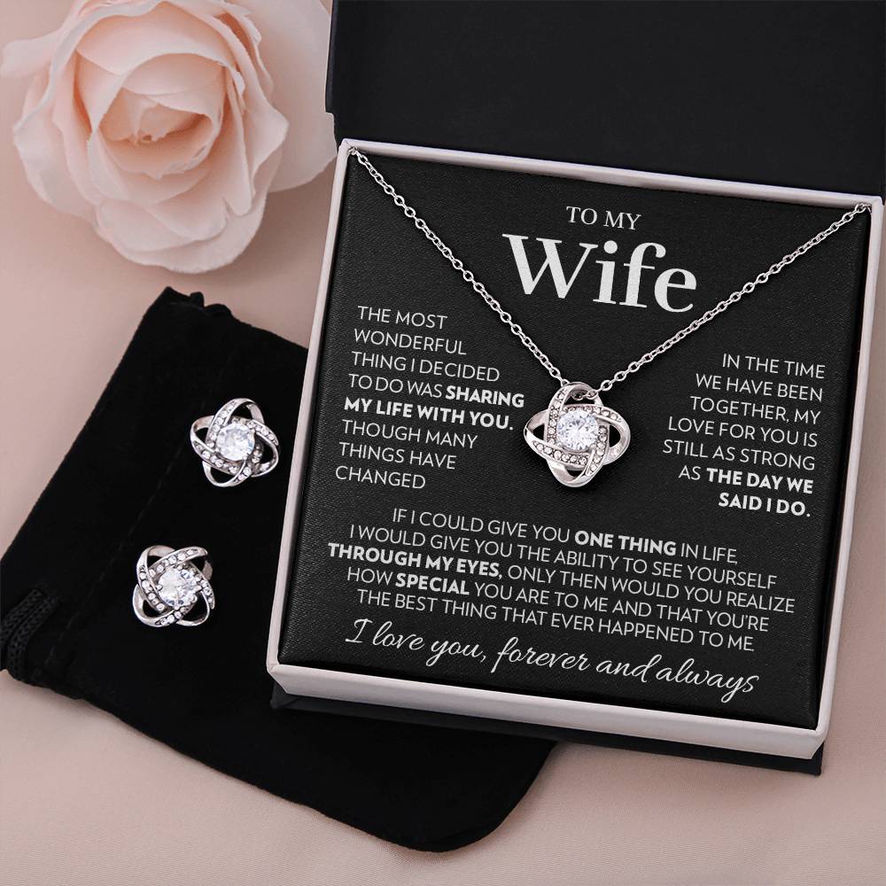 To My Wife - Together - Love Knot Necklace & Earrings Set