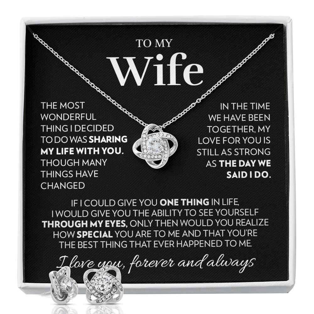 To My Wife - Together - Love Knot Necklace & Earrings Set