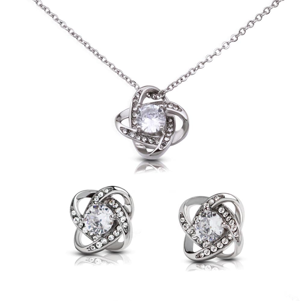 To Daughter (From Mom) - First Breath - Love Knot Necklace & Earrings Set