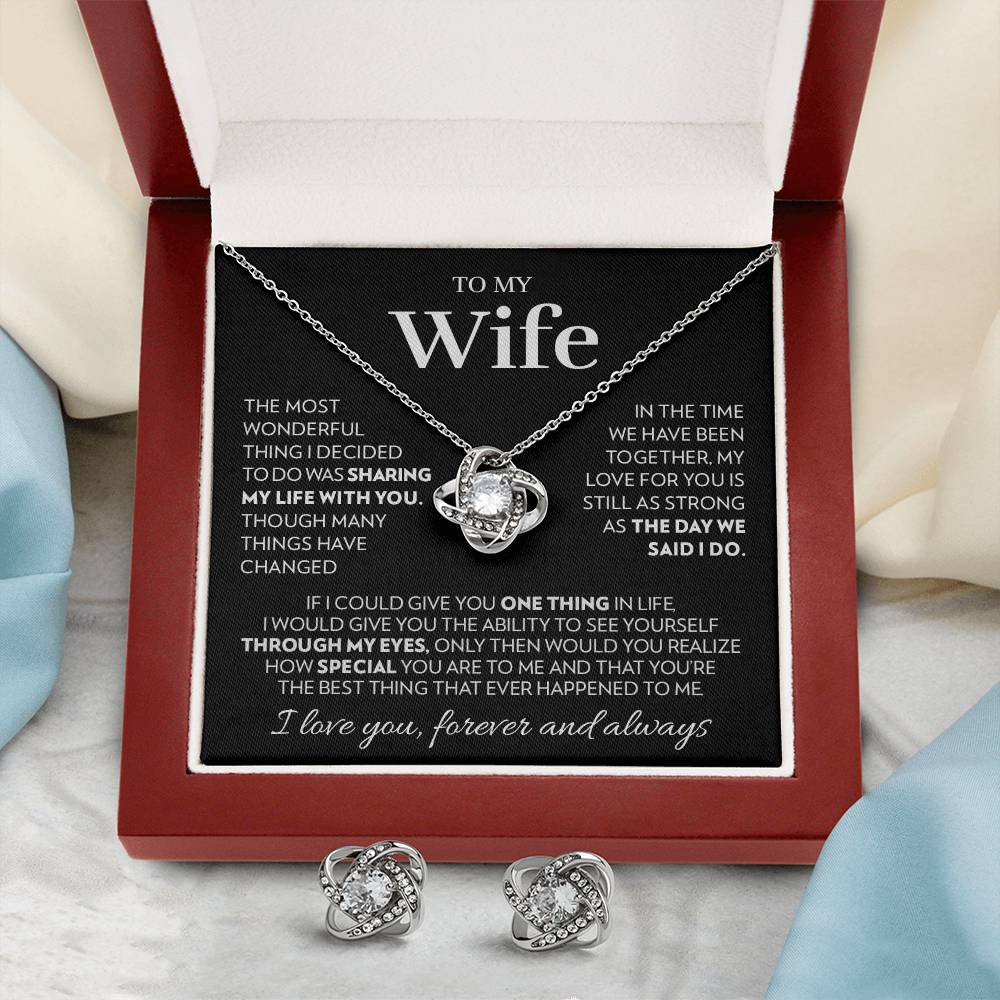 To My Wife - Together - Love Knot Necklace & Earrings Set