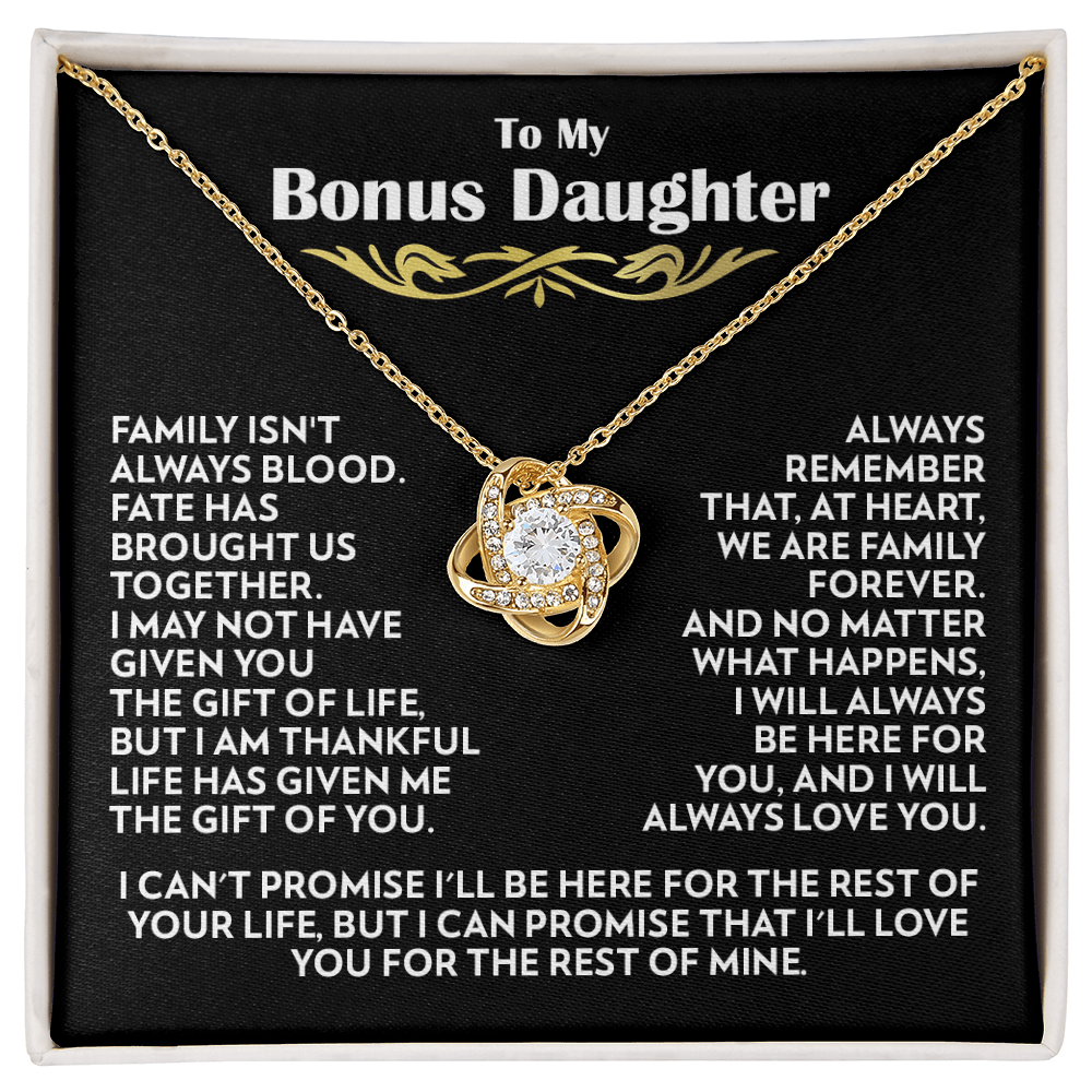 To My Bonus Daughter - Family Forever - Love Knot Necklace