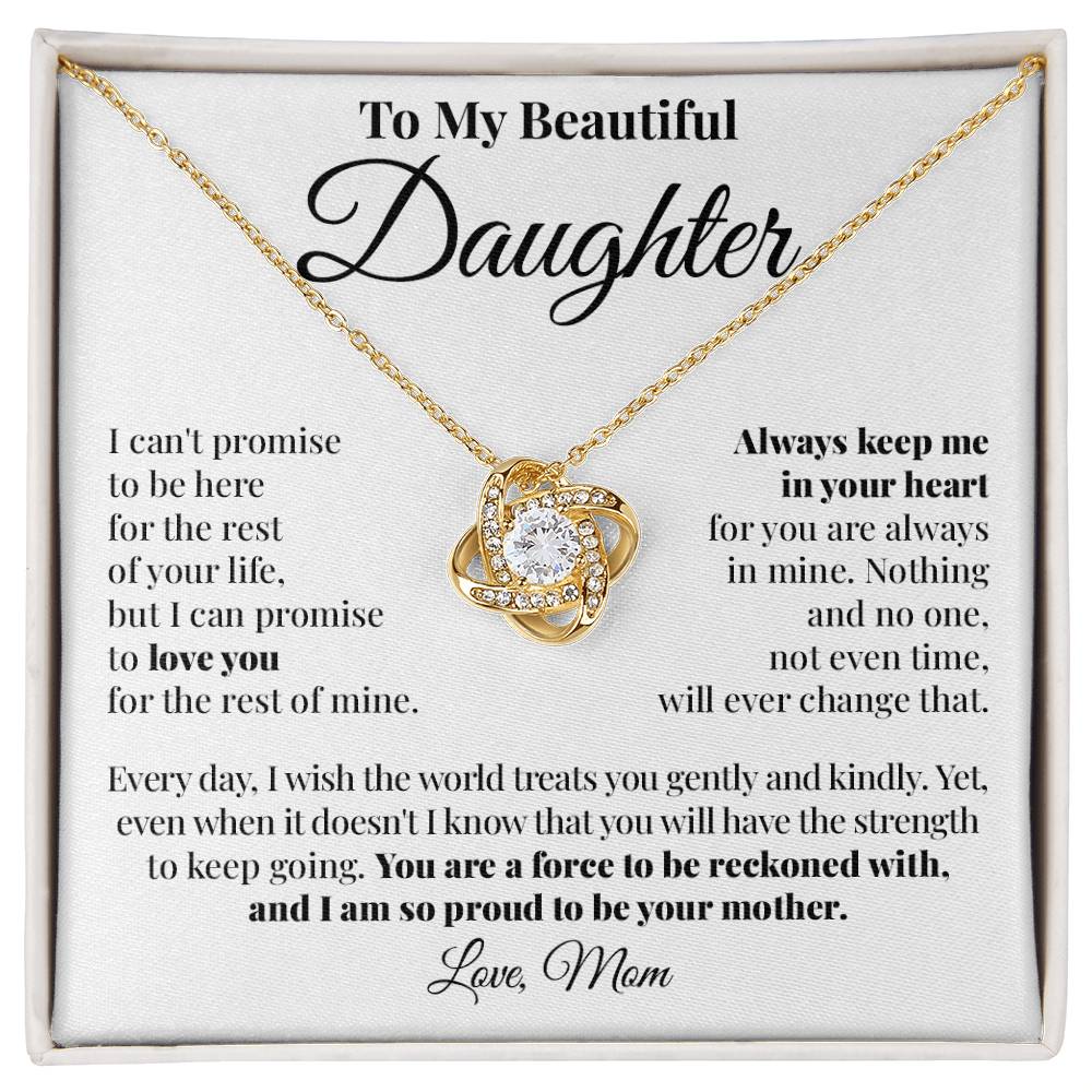 To Daughter (From Mom) - Strength - Love Knot Necklace