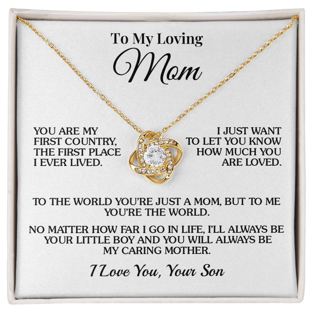 To Mom (From Son) - The World - Love Knot Necklace