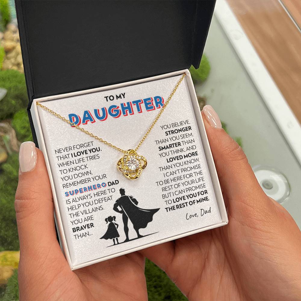 To Daughter (From Dad) - Superhero - Love Knot Necklace