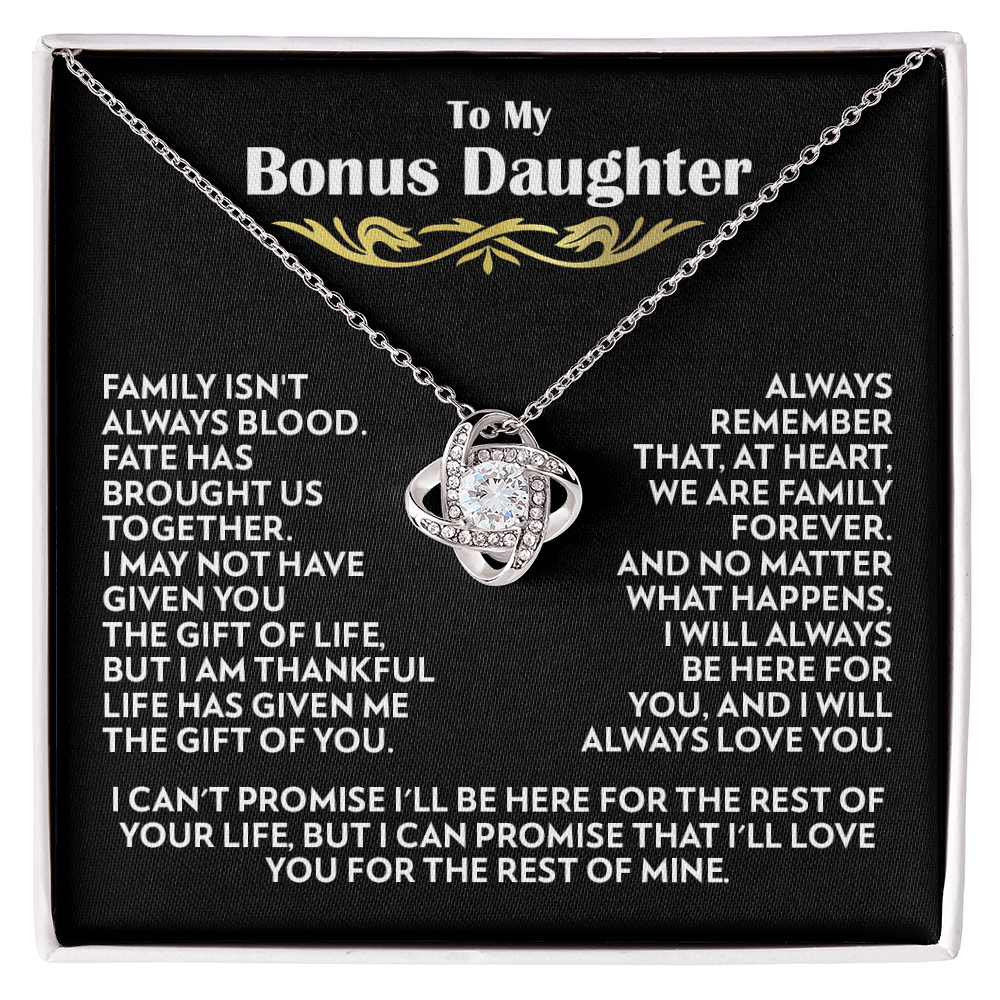 To My Bonus Daughter - Family Forever - Love Knot Necklace