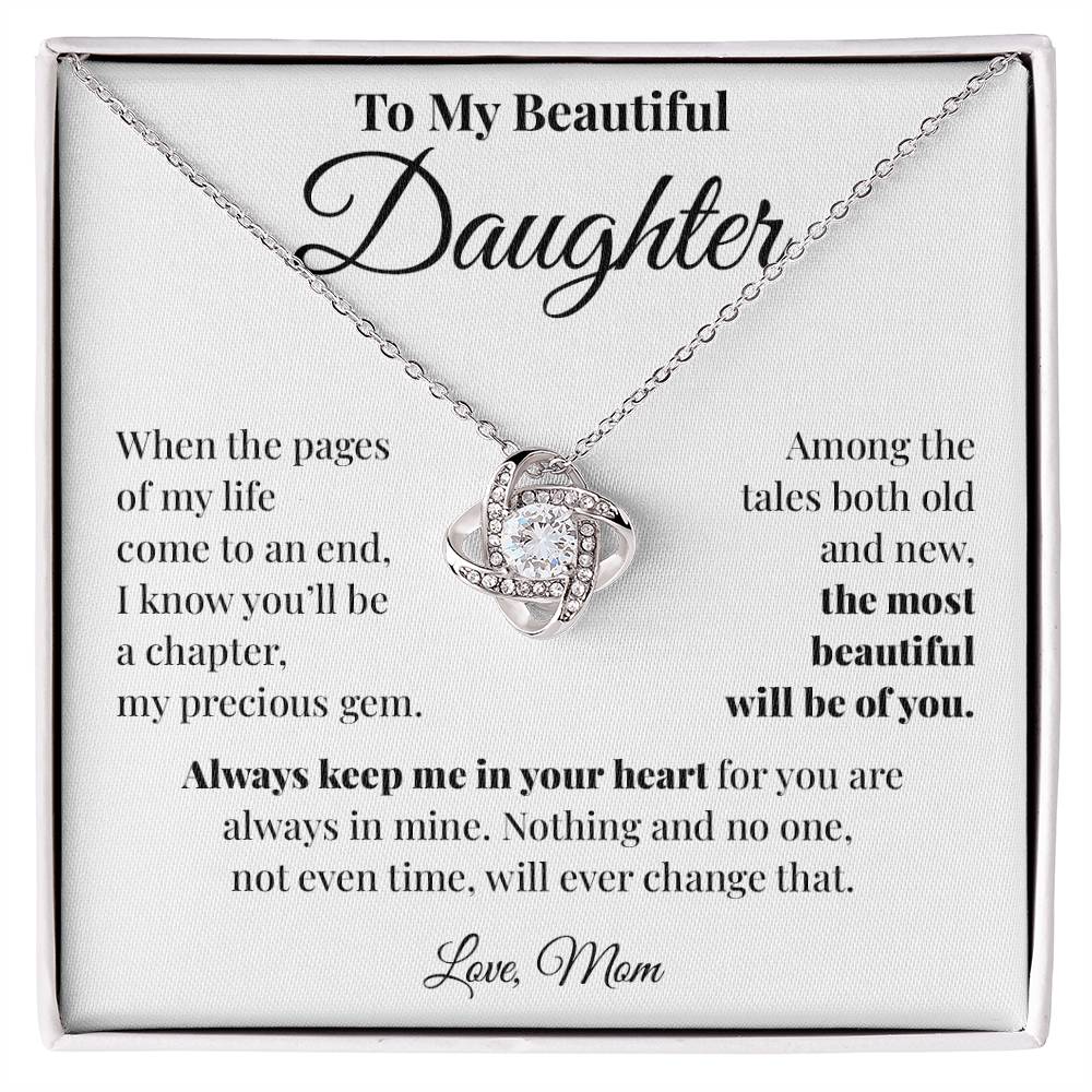 To Daughter (From Mom) - Precious Gem - Love Knot Necklace