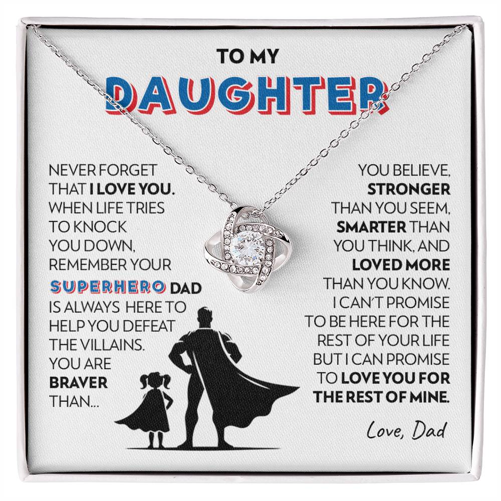 To Daughter (From Dad) - Superhero - Love Knot Necklace