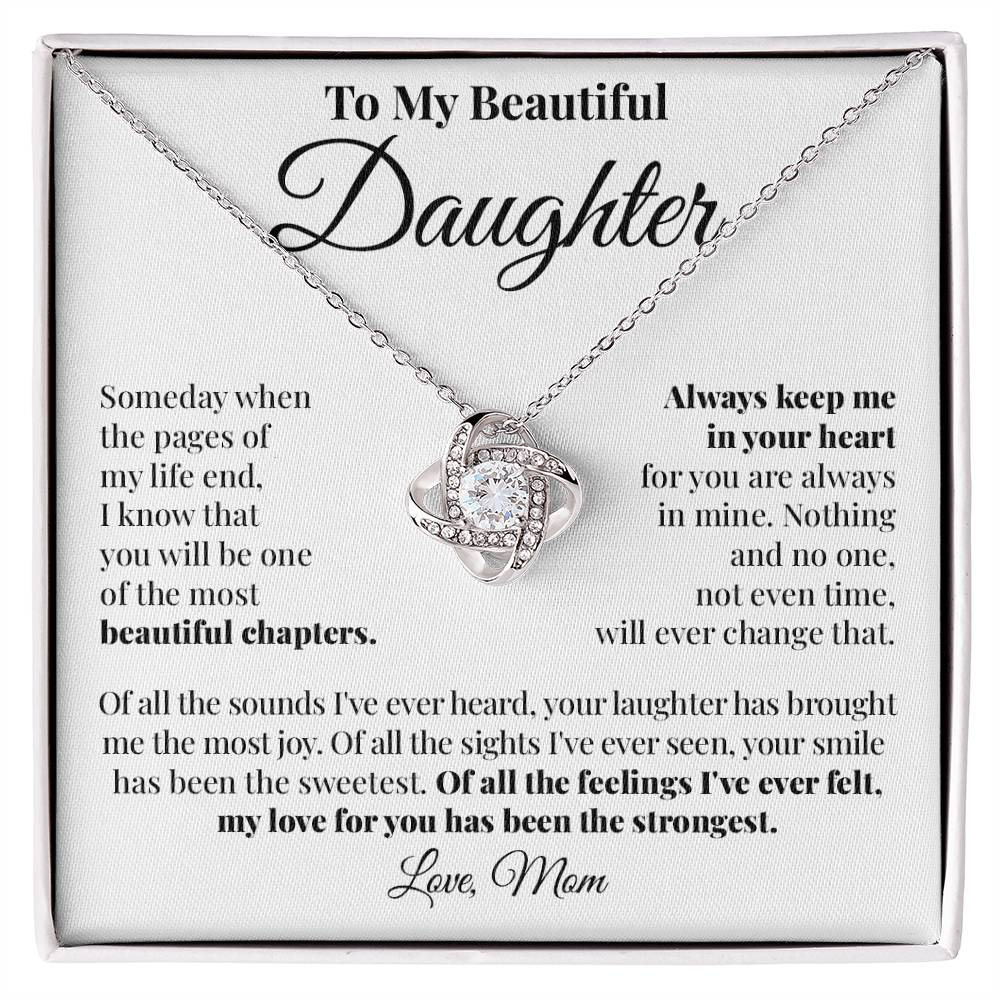 To Daughter (From Mom) - My Love For You - Love Knot Necklace