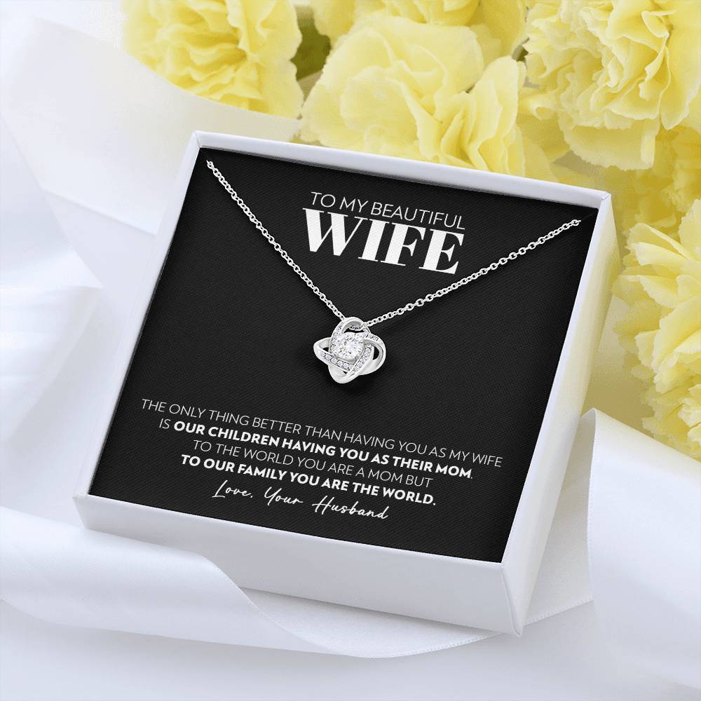 To My Wife - Only Thing Better (Black) - Love Knot Necklace