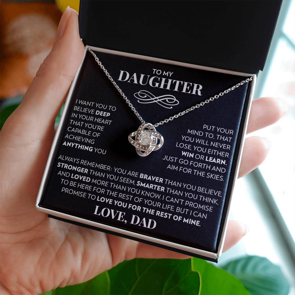 To Daughter (From Dad) - Aim For The Skies - Love Knot Necklace