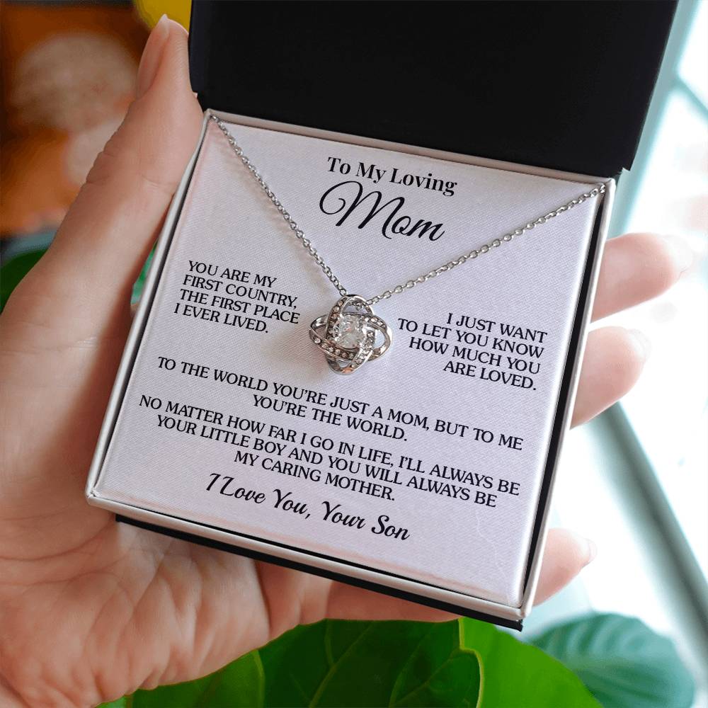 To Mom (From Son) - The World - Love Knot Necklace