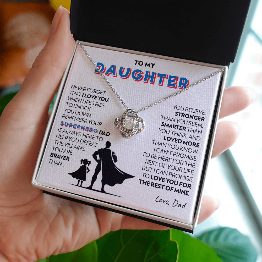 To Daughter (From Dad) - Superhero - Love Knot Necklace