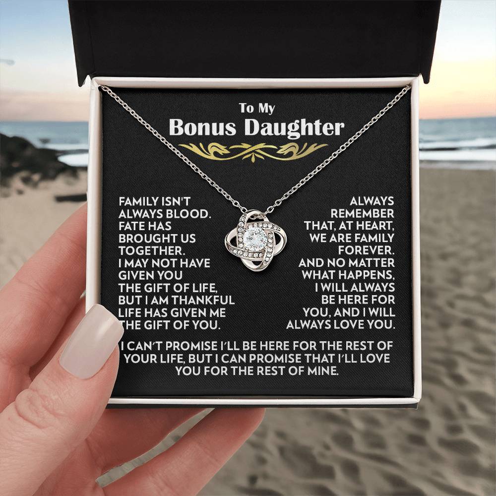 To My Bonus Daughter - Family Forever - Love Knot Necklace