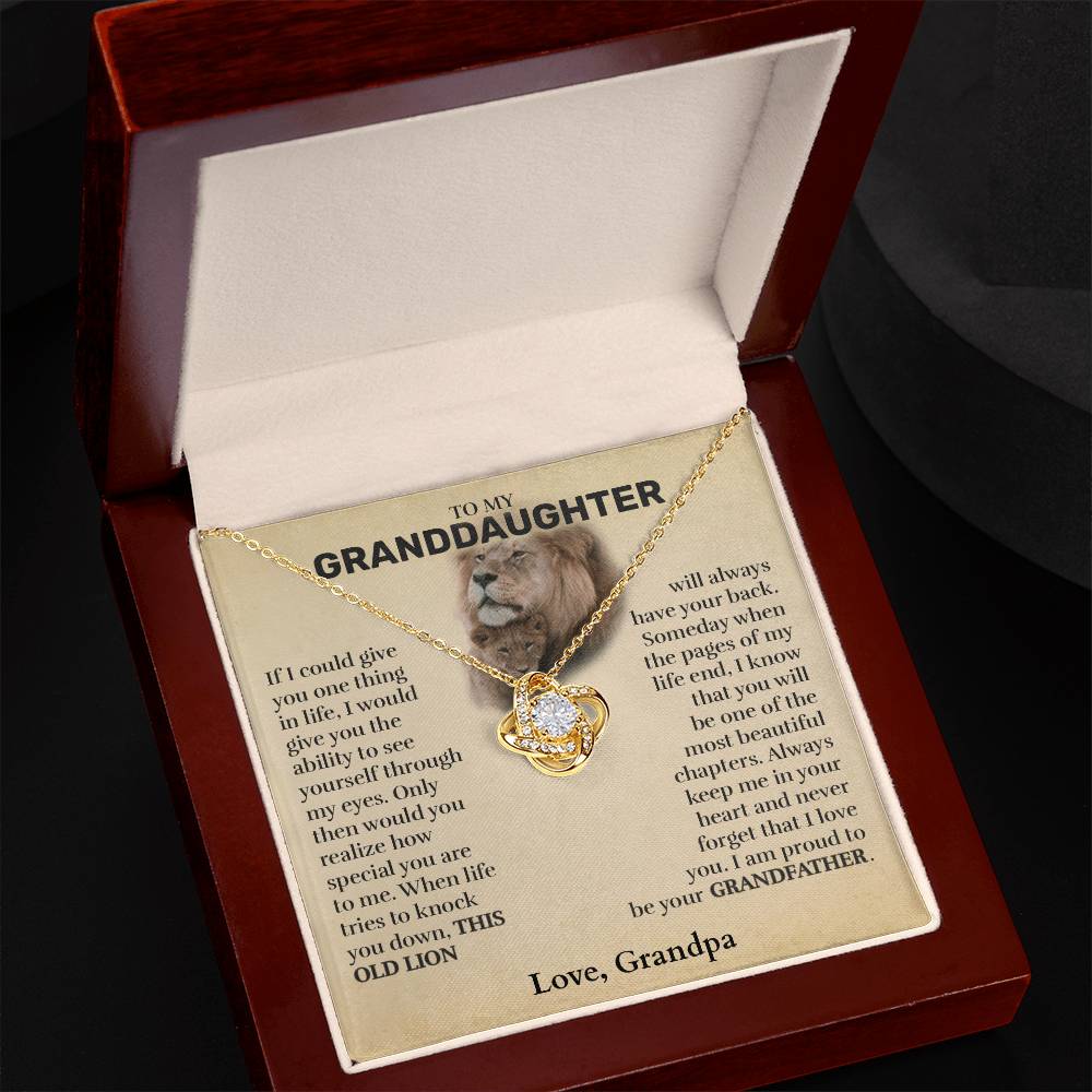 Granddaughter (From Grandfather) - This Old Lion - Love Knot Necklace - Custom Signature