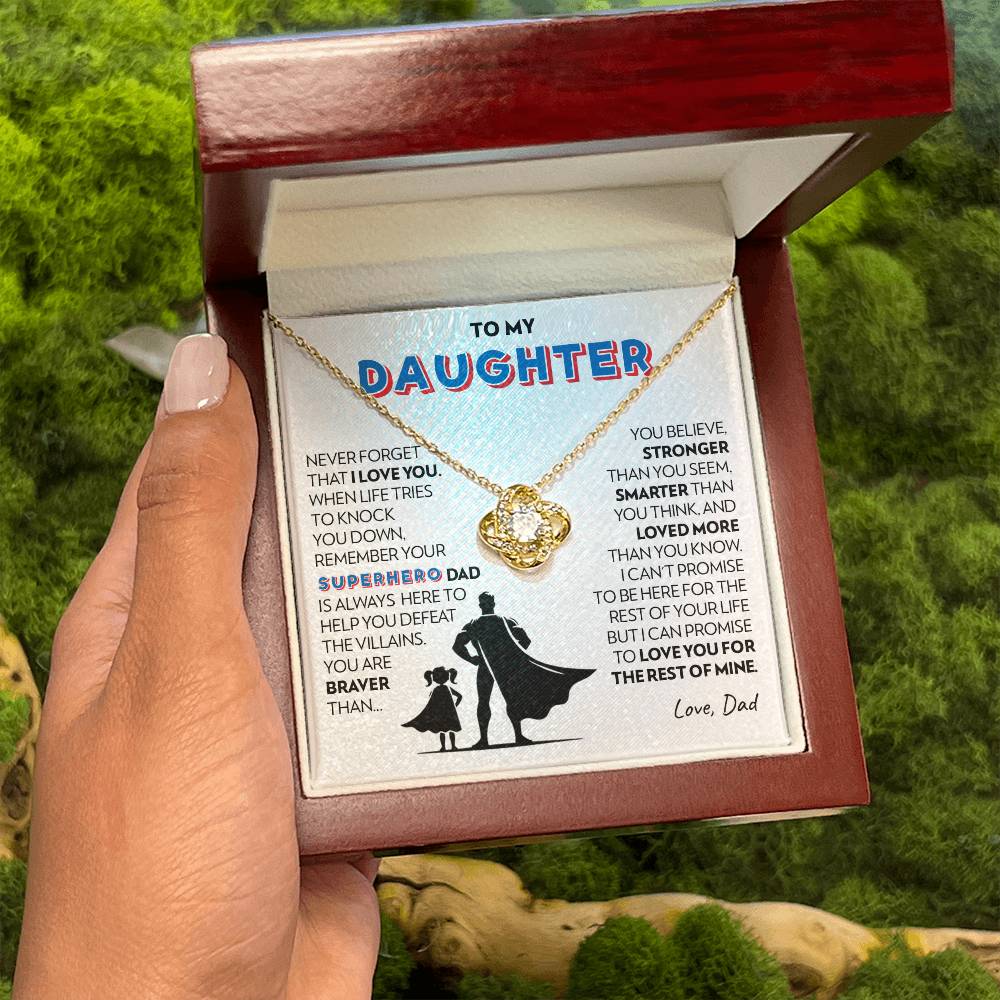 To Daughter (From Dad) - Superhero - Love Knot Necklace