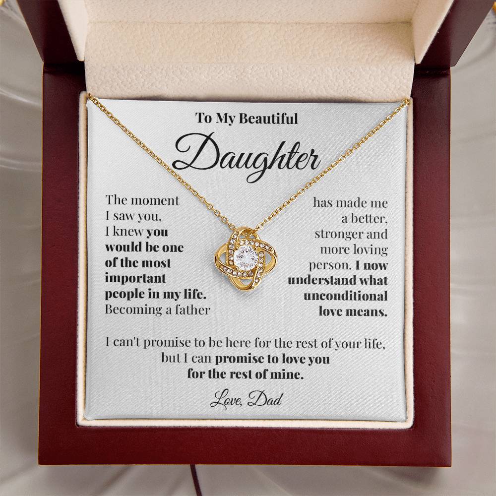 To Daughter (From Dad) - Unconditional Love - Love Knot Necklace