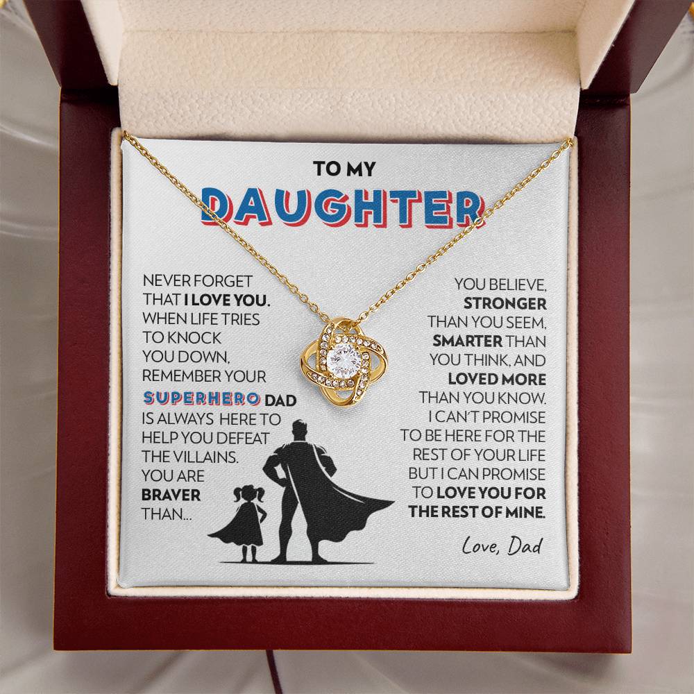 To Daughter (From Dad) - Superhero - Love Knot Necklace