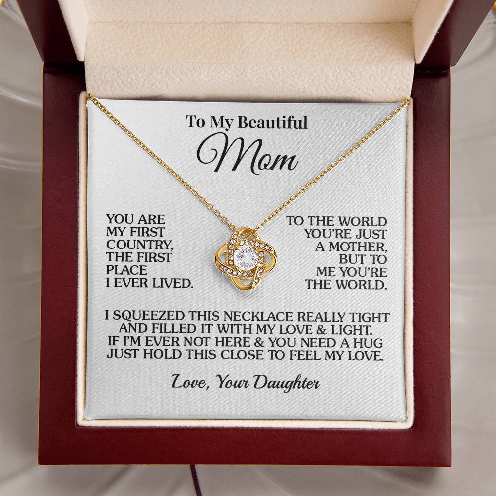 To Mom (From Daughter) - The World - Love Knot Necklace