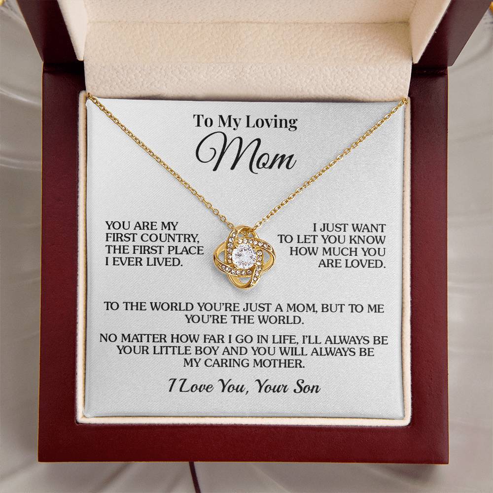 To Mom (From Son) - The World - Love Knot Necklace