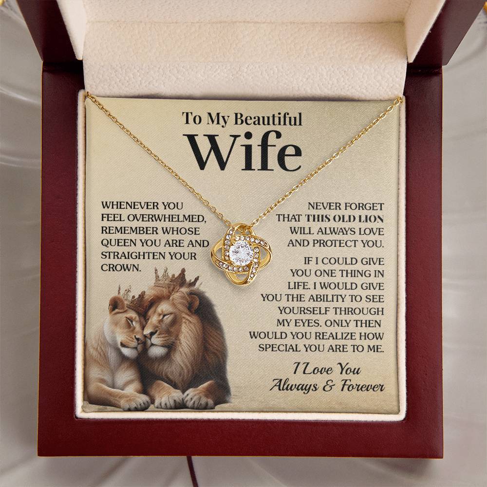 To My Beautiful Wife - Love And Protect - Love Knot Necklace