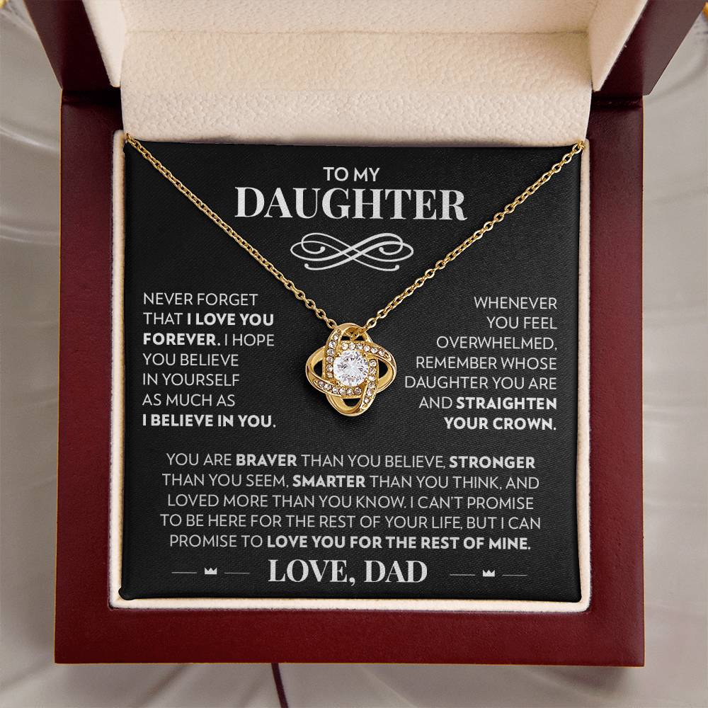 To My Daughter (From Dad) - Never Forget That I Love You - Love Knot Necklace