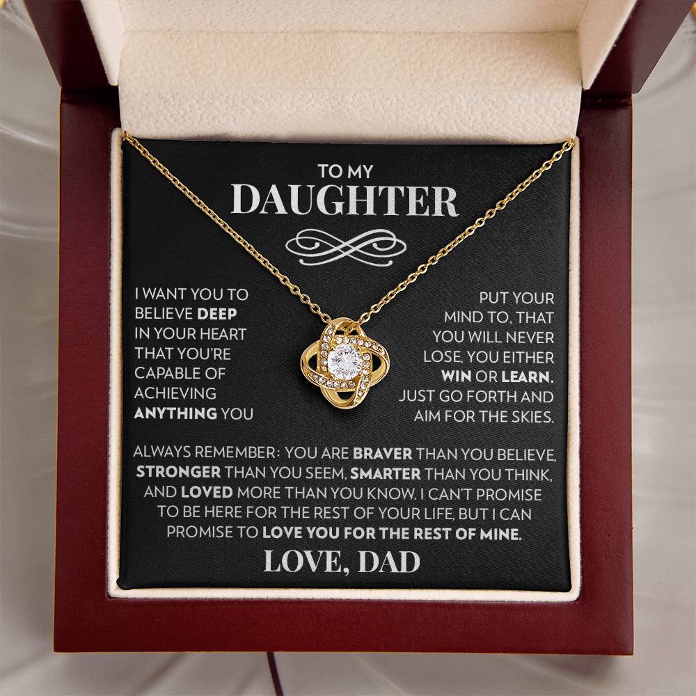 To Daughter (From Dad) - Aim For The Skies - Love Knot Necklace