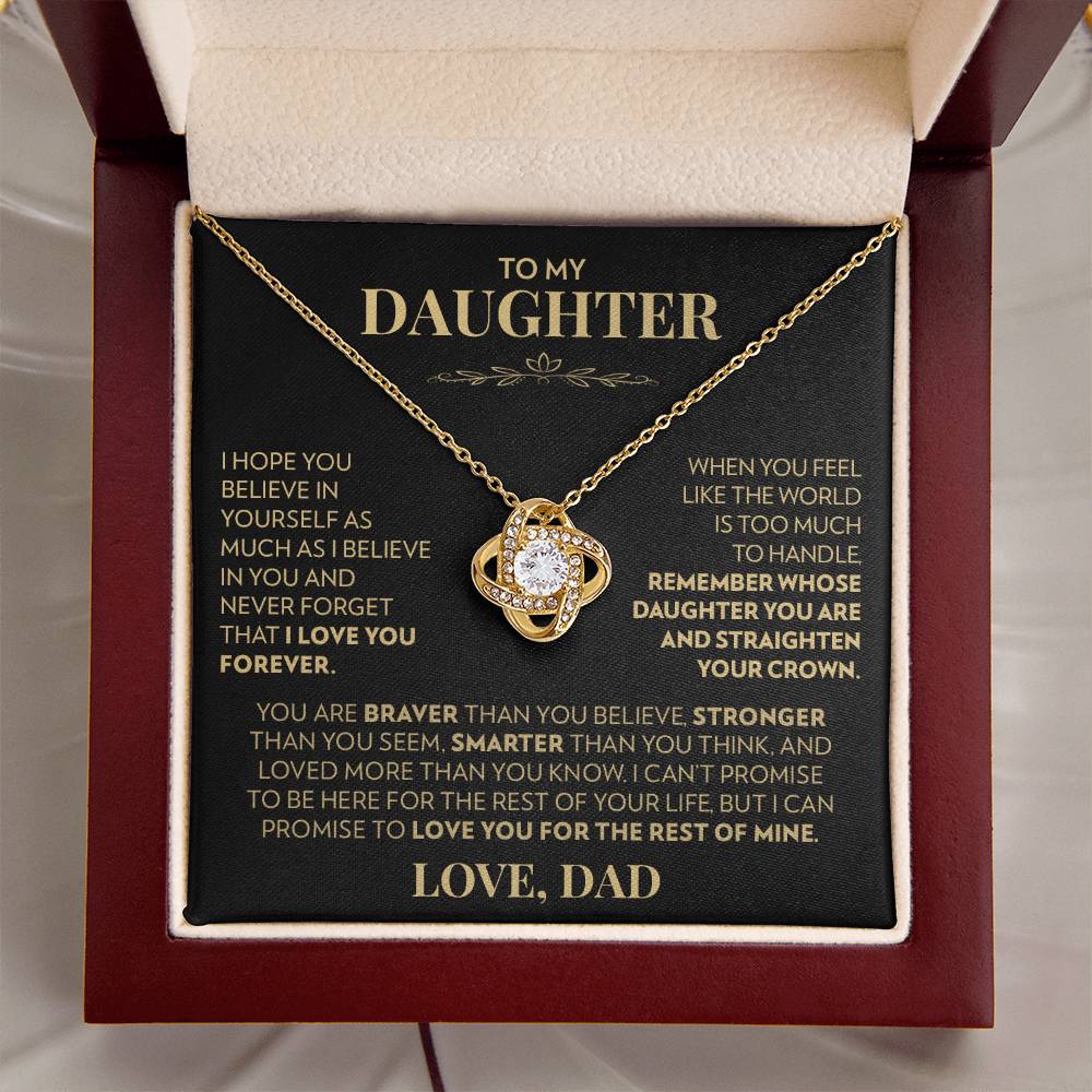 To Daughter (From Dad) - And Never Forget - Love Knot Necklace