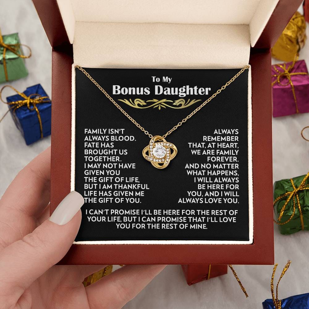 To My Bonus Daughter - Family Forever - Love Knot Necklace