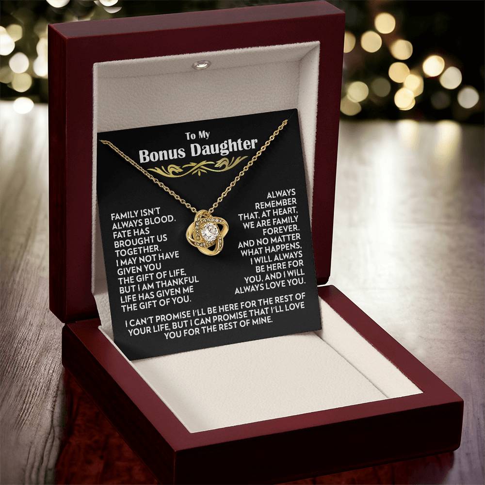 To My Bonus Daughter - Family Forever - Love Knot Necklace