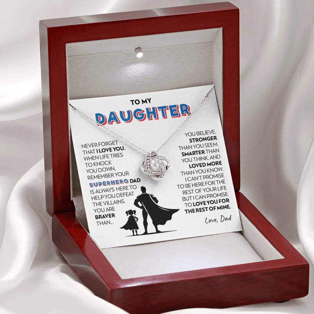 To Daughter (From Dad) - Superhero - Love Knot Necklace