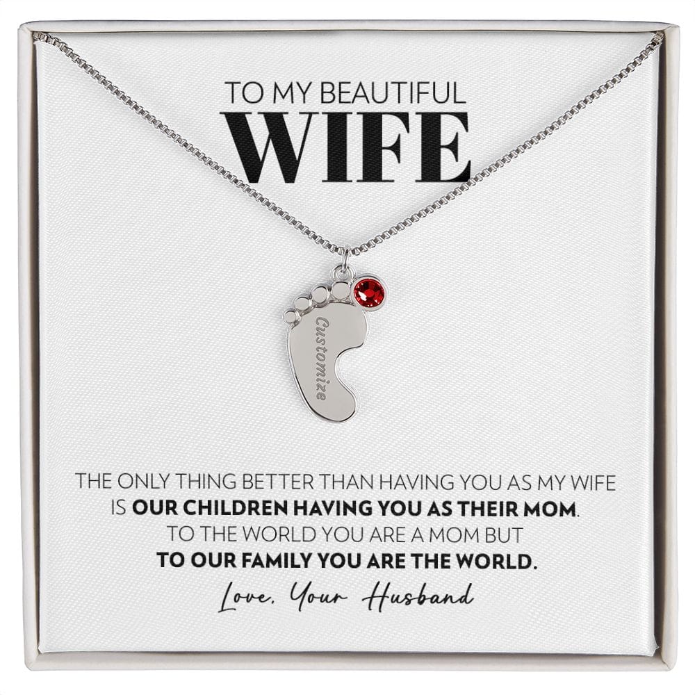 Wife - Only Thing Better - Custom Baby Feet Necklace with Birthstone