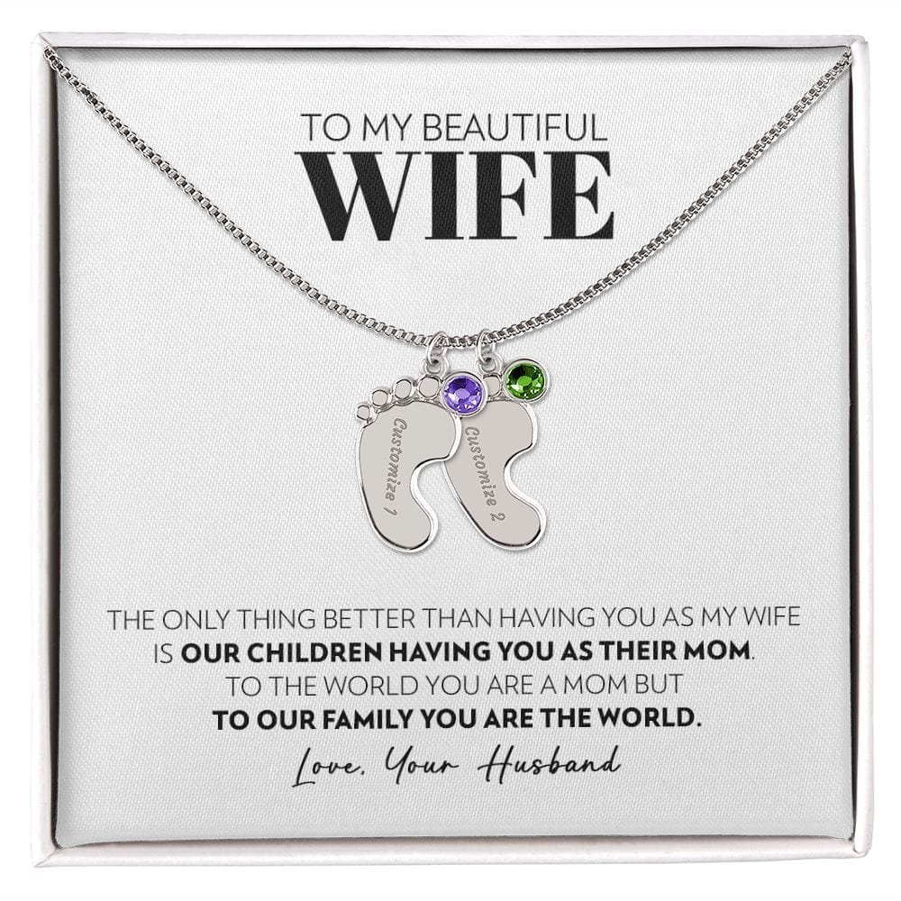 Wife - Only Thing Better - Custom Baby Feet Necklace with Birthstone