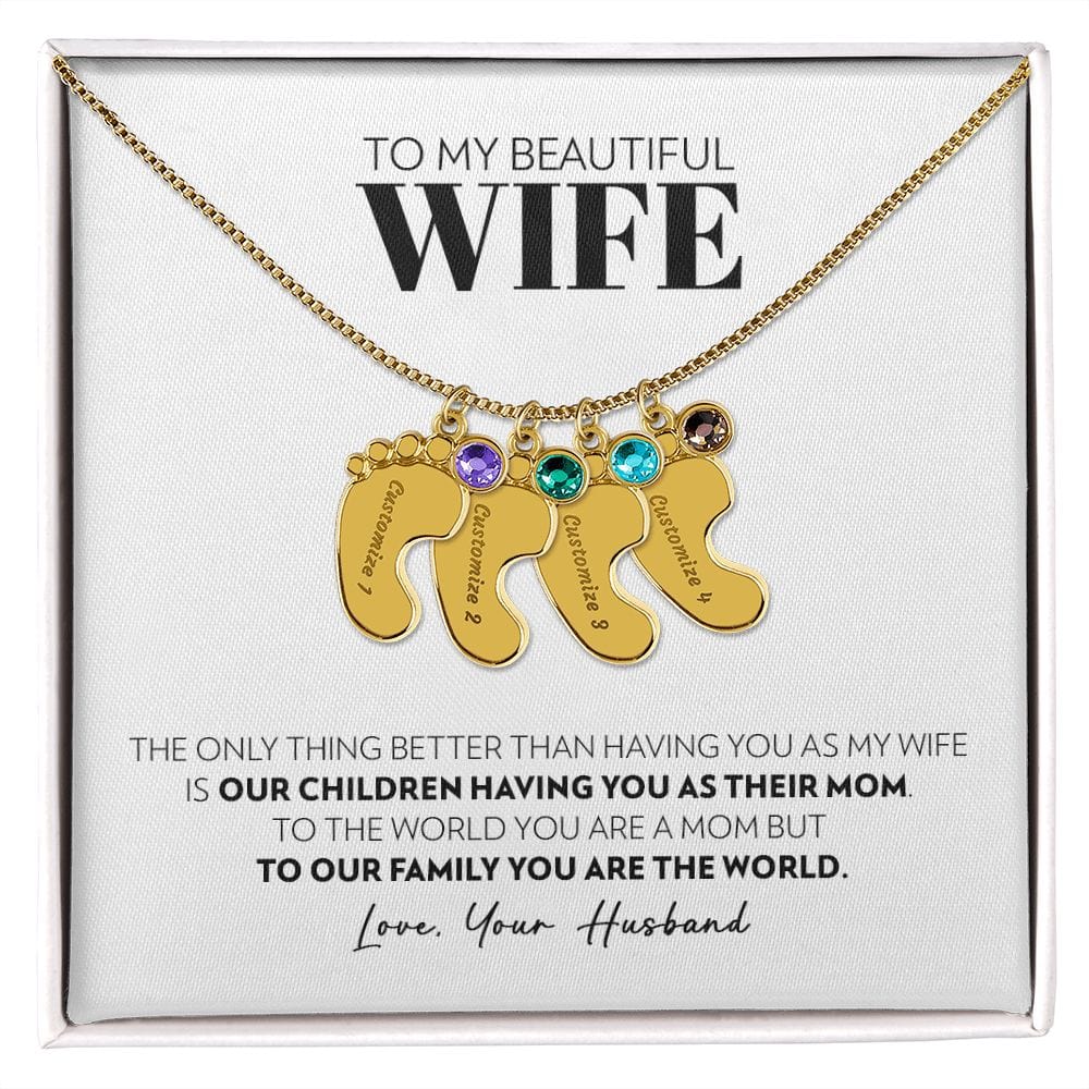 Wife - Only Thing Better - Custom Baby Feet Necklace with Birthstone