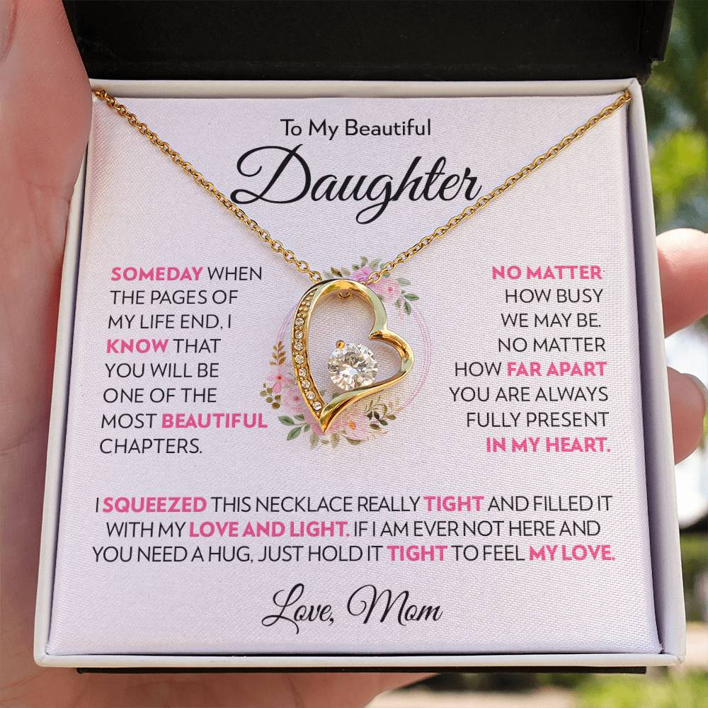 To Daughter (From Mom) - My Heart - Forever Love Necklace