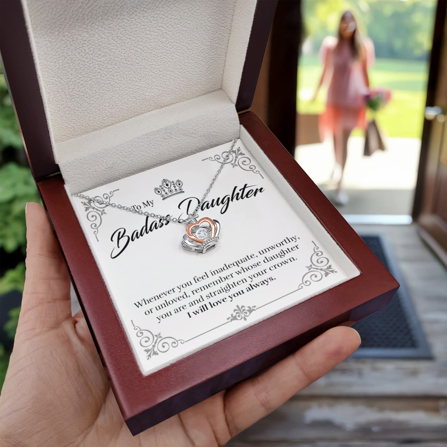 To Daughter - Straighten Your Crown - Crown Pendant Necklace
